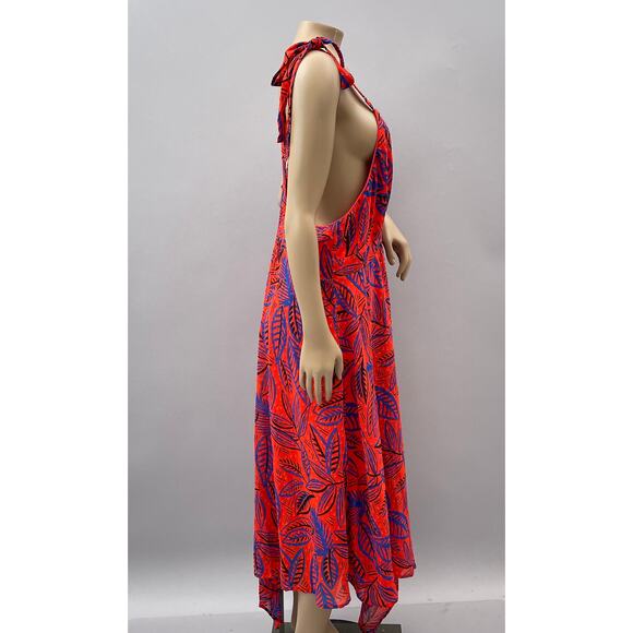 Alexis x Target Dress Women 3X Red Floral Botanical Tie Strap Asymmetrical - Picture 8 of 12